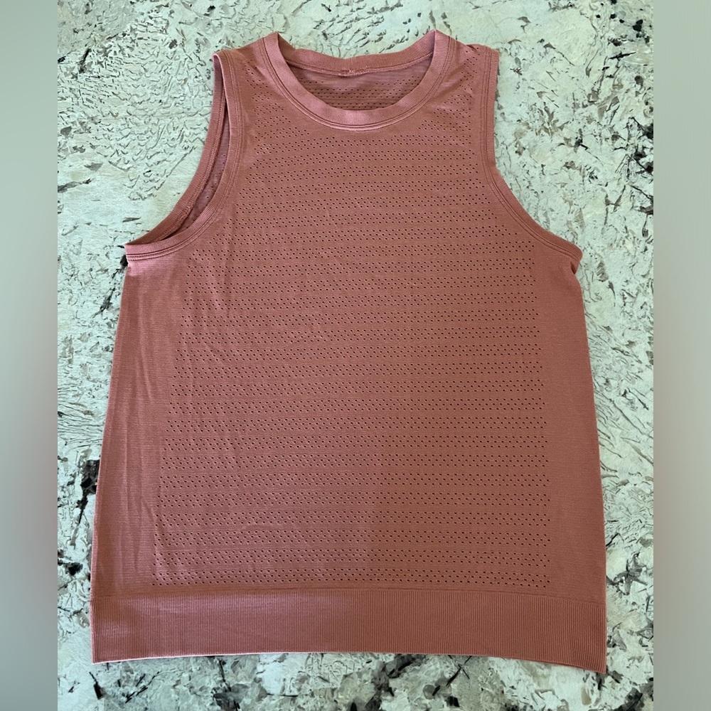 Lululemon Breeze By Muscle Tank II Pink Perforated Active Top Women's 6